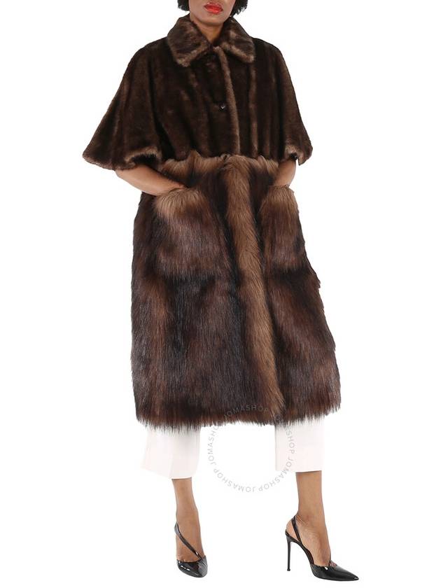 Women's Faux Fur Short Sleeve Single Fur Coat Brown - BURBERRY - BALAAN 3