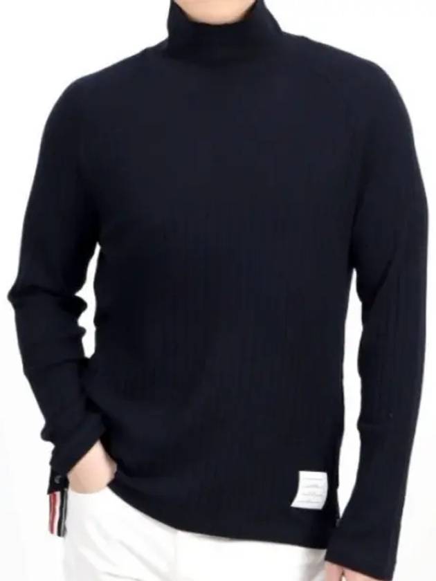 Raglan Roll Neck Virgin Wool Turtleneck Navy - THOM BROWNE - BALAAN 2