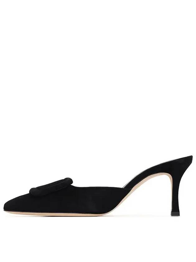 Maysale Buckled Suede Heels Mules Black - MANOLO BLAHNIK - BALAAN 3