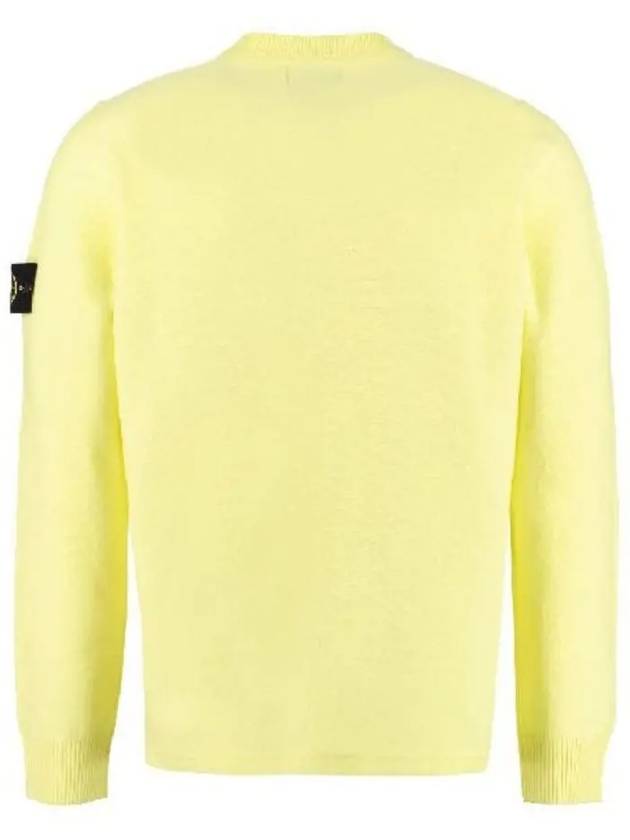 Men's Wappen Patch Crew Neck Wool Knit Top Yellow - STONE ISLAND - BALAAN 5