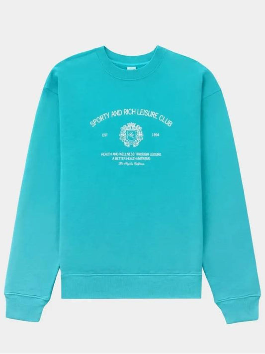 Crest Crew Neck Cotton Sweatshirt Blue - SPORTY & RICH - BALAAN 2