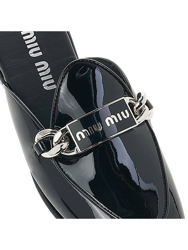 Women's Logo Leather Bloafers Black - MIU MIU - BALAAN 9