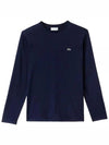 Pima Crew Neck Cotton Long Sleeve T-shirt Navy - LACOSTE - BALAAN 2