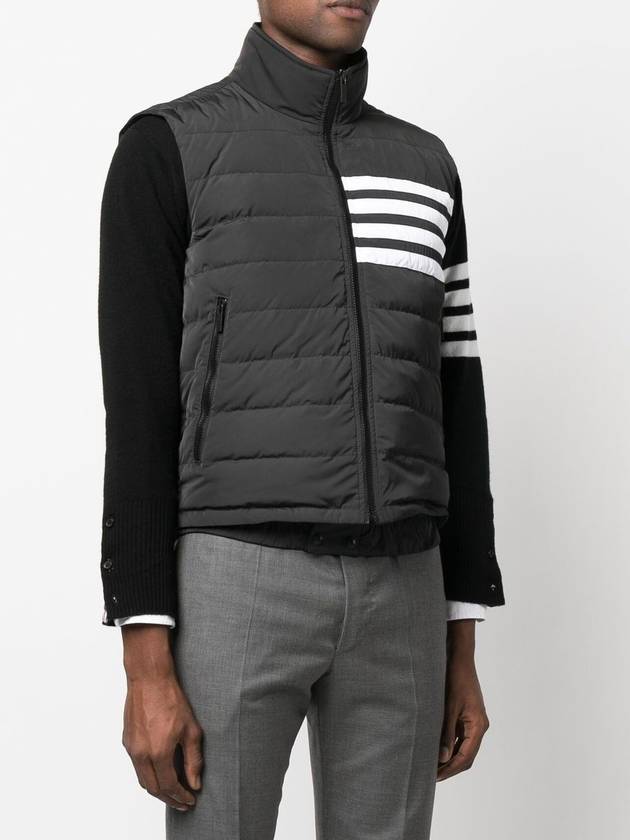 4 Bar Poly Twill Down Vest Charcoal - THOM BROWNE - BALAAN 3