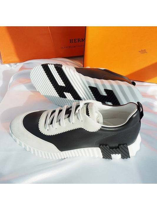 Bouncing Leather Men s Sneakers Black White HMZ864221898ZH - HERMES - BALAAN 1