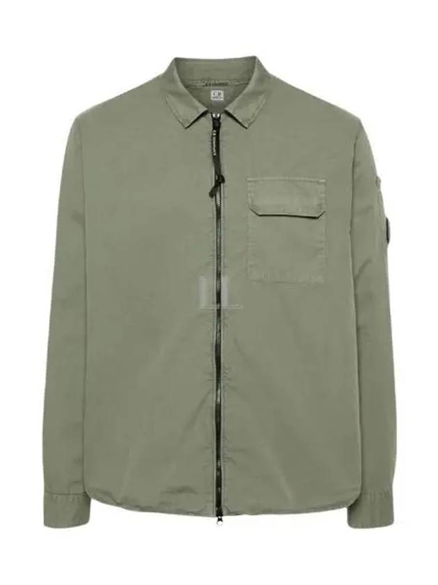 Gabardine Zip Up Long Sleeve Shirt Green - CP COMPANY - BALAAN 2