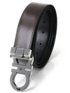 Double Gancini Reversible Leather Belt Black Auburn - SALVATORE FERRAGAMO - BALAAN 4