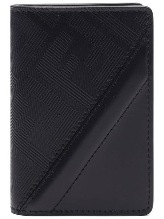 Men's Shadow Diagonal Leather Card Wallet Black - FENDI - BALAAN 2