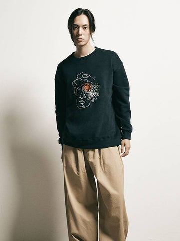 Face-Off Drawing Embroidery Sweatshirt Navy - FFEFF STUDIO - BALAAN 1