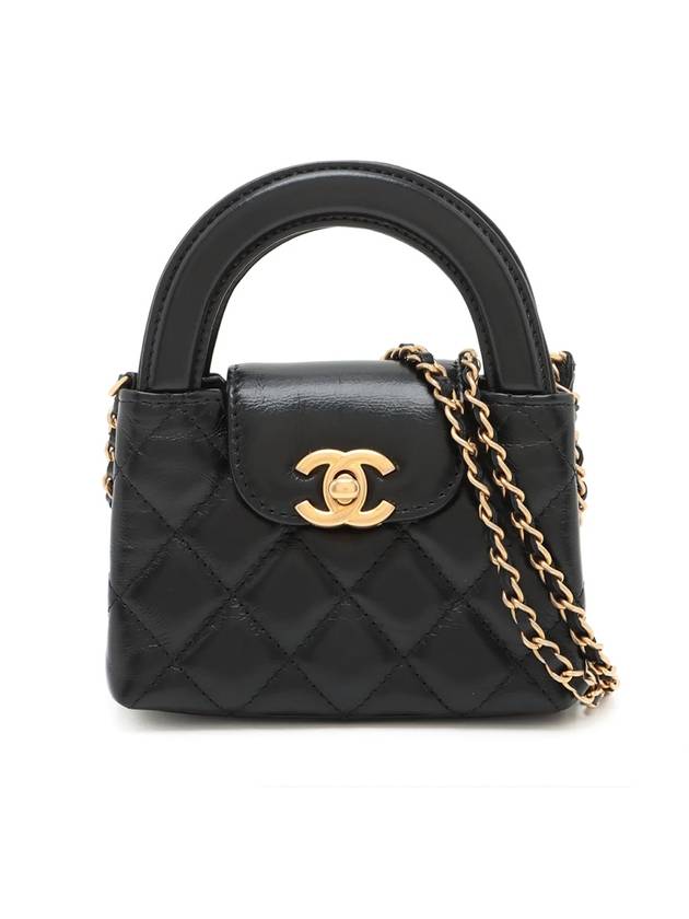 Classic Chain Shiny Aged Calfskin Mini Bag Black - CHANEL - BALAAN 1