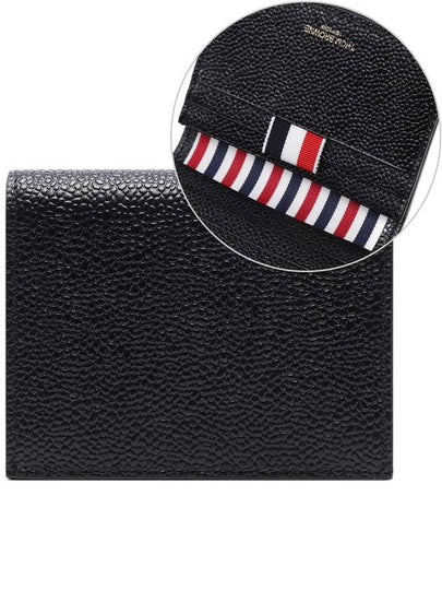 Pebble Grained Leather Double Card Wallet Black - THOM BROWNE - BALAAN 2