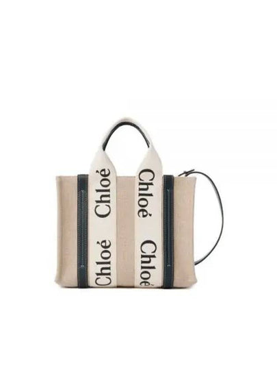 Woody Small Canvas Tote Bag Navy Beige - CHLOE - BALAAN 2