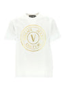 Jeans V Emblem Logo Short Sleeve T-Shirt White - VERSACE - BALAAN 1