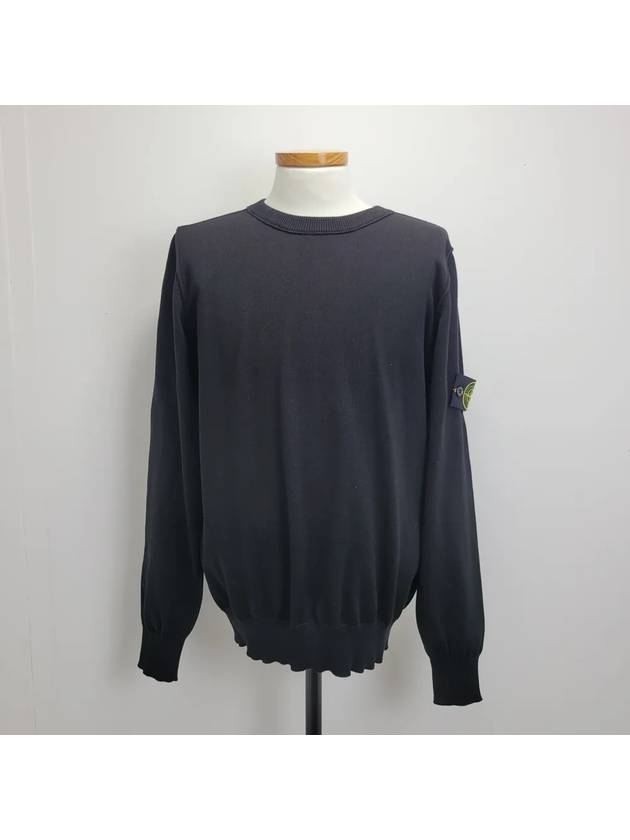 Wappen Patch Crew Neck Soft Cotton Knit Top Black - STONE ISLAND - BALAAN 2