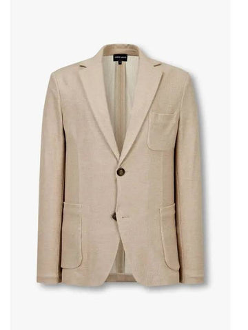 Men s Cotton Silk Knit Single Jacket Beige - GIORGIO ARMANI - BALAAN 1