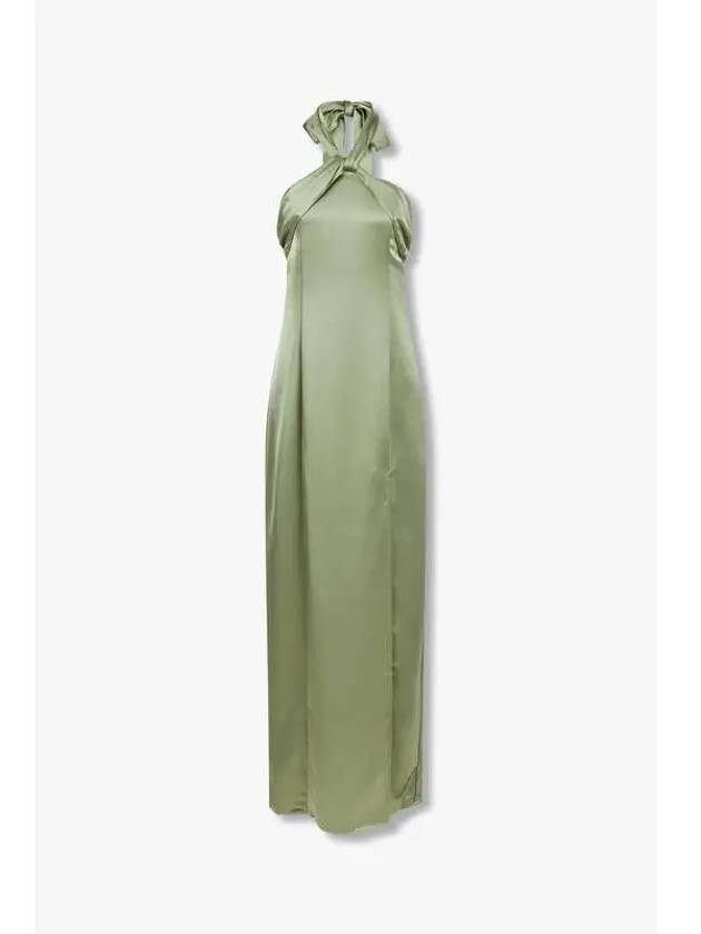 Halterneck Slit Satin Long Dress Kavi Green - REFORMATION - BALAAN 1