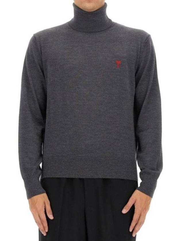 Heart Logo Turtleneck Grey - AMI - BALAAN 4