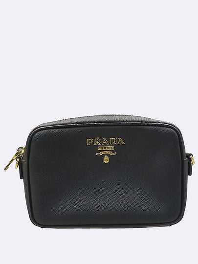 Prada 1BH036 Black Color SAFFIANO LUX Gold Logo Mini Cross Bag - PRADA - BALAAN 2