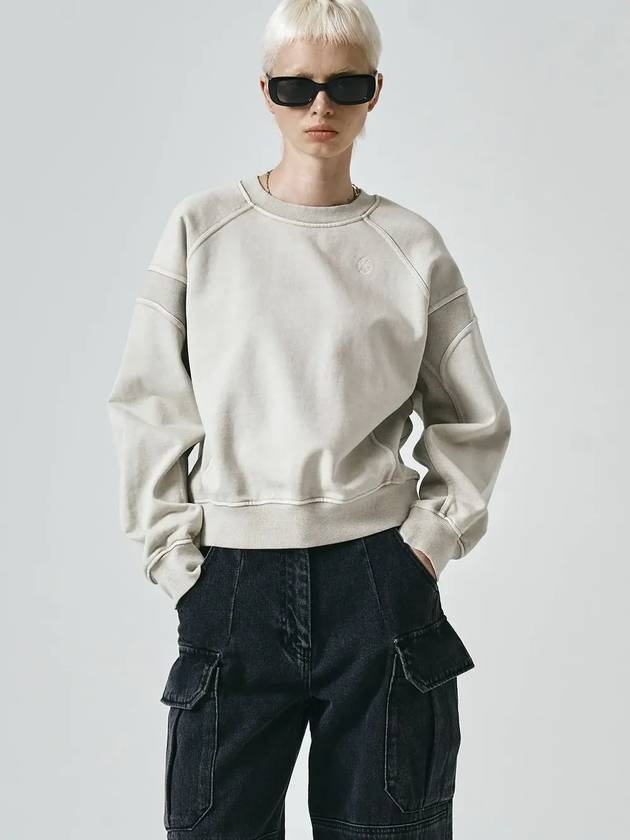 Paneled Cropped Sweatshirt Light Mint - NOIRER FOR WOMEN - BALAAN 1