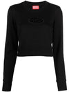 F Slimmy Cutout Logo Crop Sweatshirt Black - DIESEL - BALAAN 2