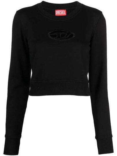 F Slimmy Cutout Logo Crop Sweatshirt Black - DIESEL - BALAAN 2