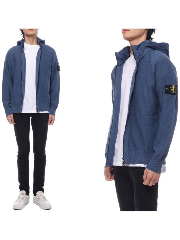 Compass Badge Cotton Zip-up Hoodie Dark Blue - STONE ISLAND - BALAAN 2