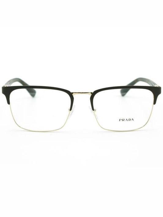 Eyewear Havana Square Glasses Gold - PRADA - BALAAN.