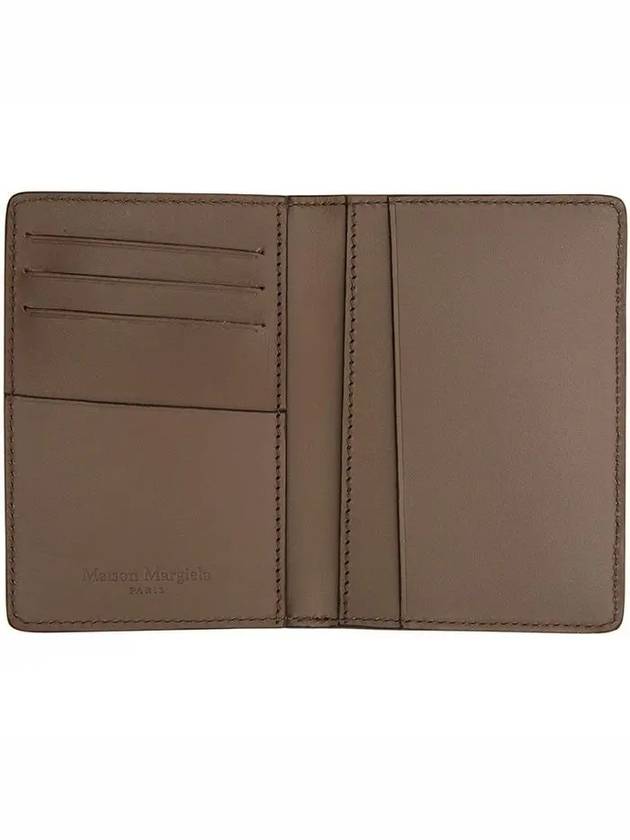 Maison Margiela 4bar stitch logo taupe khaki grain leather nonfold card holder - MAISON MARGIELA - BALAAN 2