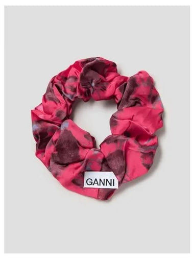 Printed Satin Scrunch Headband Rapbry Wine Domestic Product GM0024052059255 - GANNI - BALAAN 1