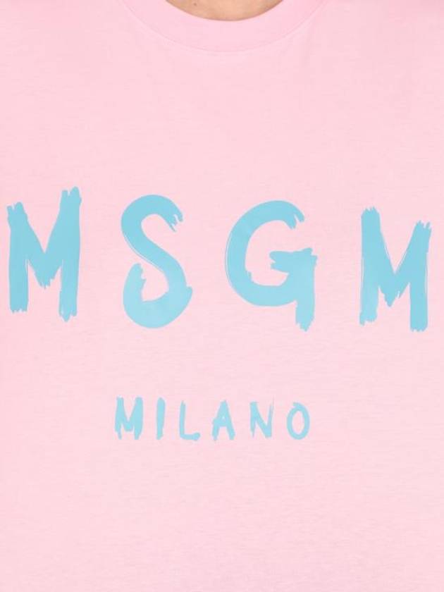 Brushed Logo Short Sleeve T-Shirt Pink - MSGM - BALAAN 6