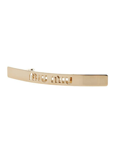 Logo Metal Hair Clip Gold - MIU MIU - BALAAN 1