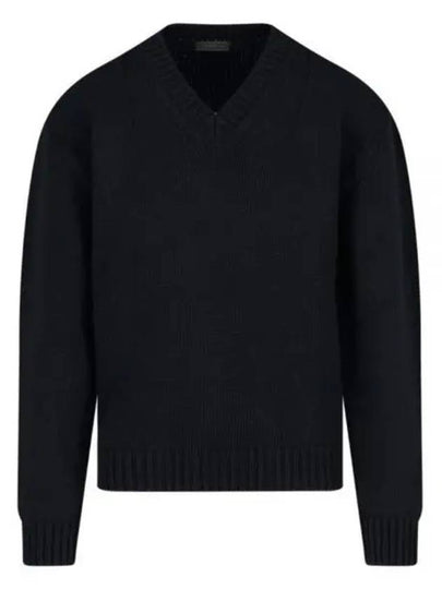 V-Neck Wool Knitted Sweater Black - PRADA - BALAAN 2