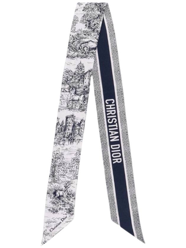 Toile de Jouy Scotland Micha Scarf White Navy - DIOR - BALAAN 1