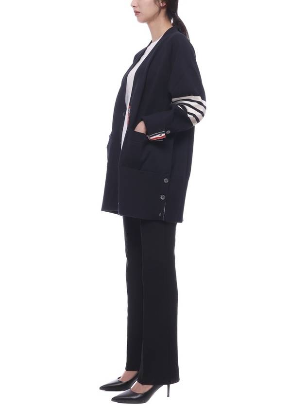 Stitched Cotton 4 Bar Cardigan Navy - THOM BROWNE - BALAAN 5