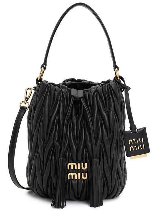 Matelasse Nappa Leather Bucket Bag Black - MIU MIU - BALAAN 2