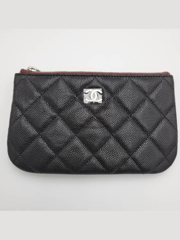 Silver logo grained calfskin clutch bag black - CHANEL - BALAAN 3