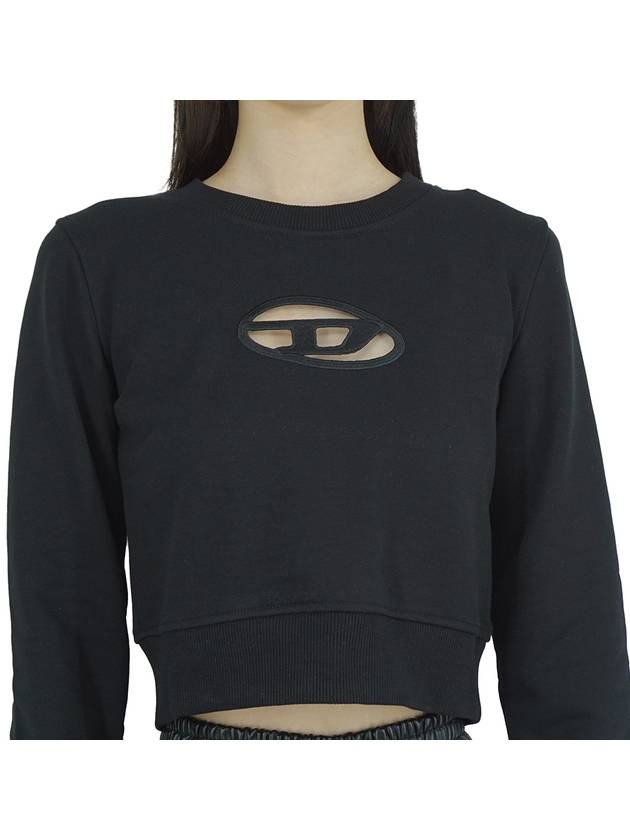 F Slimmy Cutout Logo Crop Sweatshirt Black - DIESEL - BALAAN 7