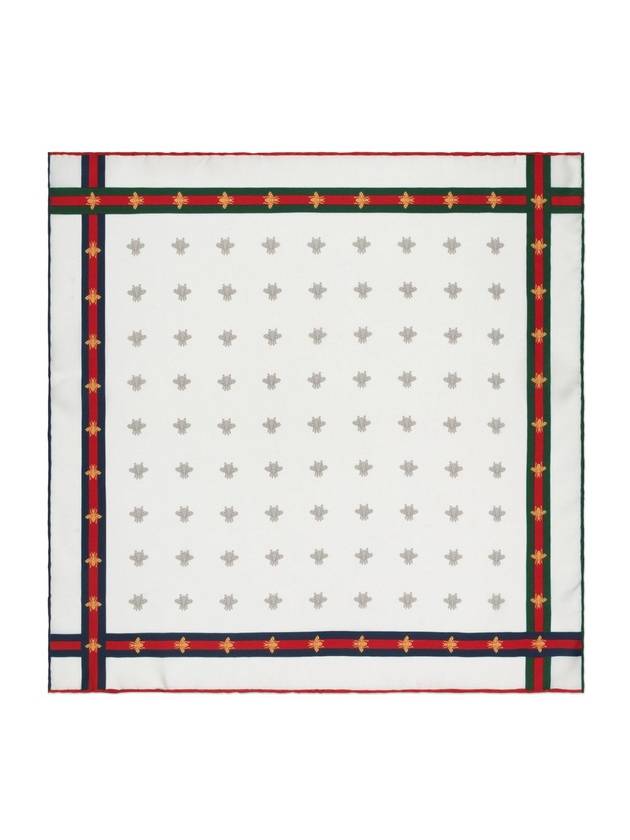 Bee Pattern Silk Pocket Square Scarf White - GUCCI - BALAAN 1