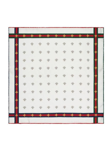 Bee Pattern Silk Pocket Square Scarf White - GUCCI - BALAAN 1