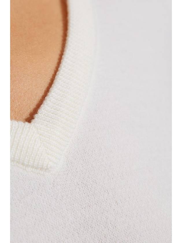 Fabera Fine Wool V Neck Knit Top White - MAX MARA - BALAAN 6