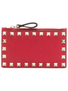 Rockstud Zipper Card Wallet Red - VALENTINO - BALAAN 2