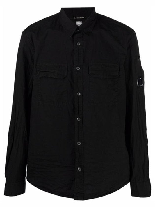 Lens Wappen Pocket Long Sleeve Shirt Black - CP COMPANY - BALAAN 2