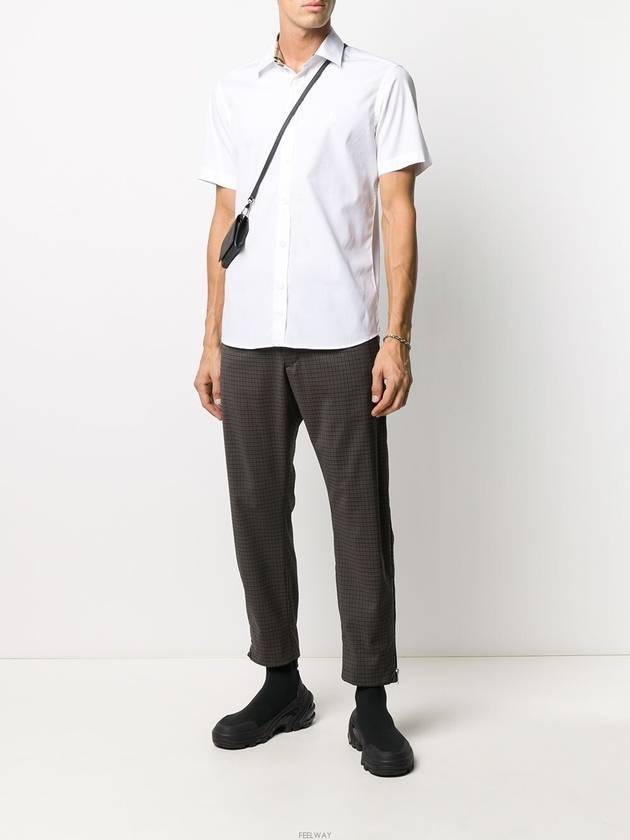 Chest Monogram Embroidered Cotton Short Sleeve Shirt White - BURBERRY - BALAAN 3