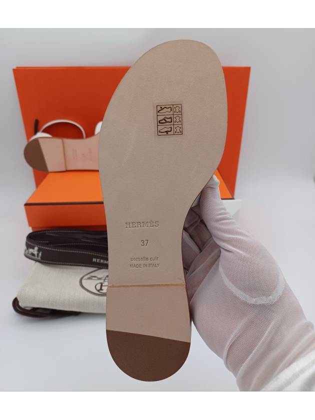 Santorini Calfskin Sandals Blanc - HERMES - BALAAN 7