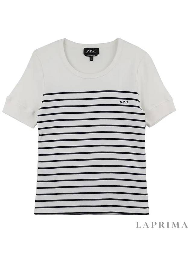 Logo Print Stripe Short Sleeve T-Shirt White - A.P.C. - BALAAN 9