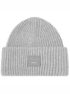 Face Patch Ribbed Wool Beanie Grey - ACNE STUDIOS - BALAAN 2