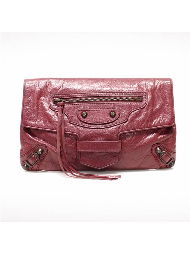 Women s Balenciaga 409337 Burgundy Lambskin Classic City Flap Clutch gt Pouch Gangbuk used luxury goods - BALENCIAGA - BALAAN 1