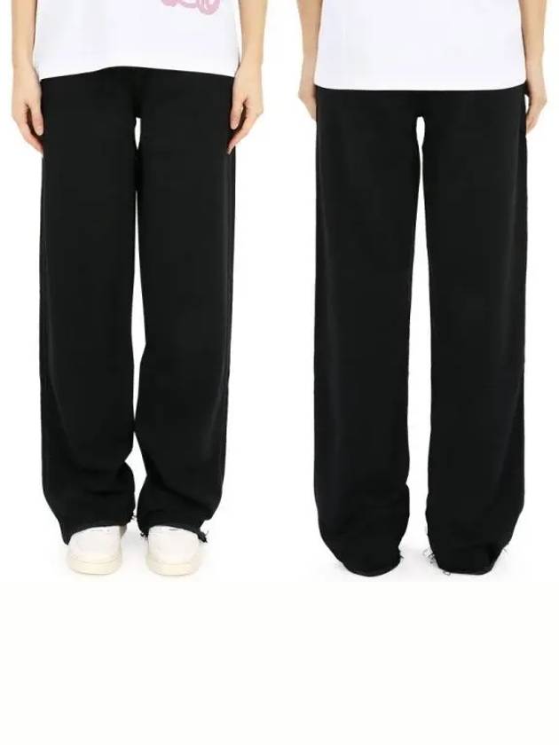 Embroidered Logo Cotton Wide Pants Black - GANNI - BALAAN 2