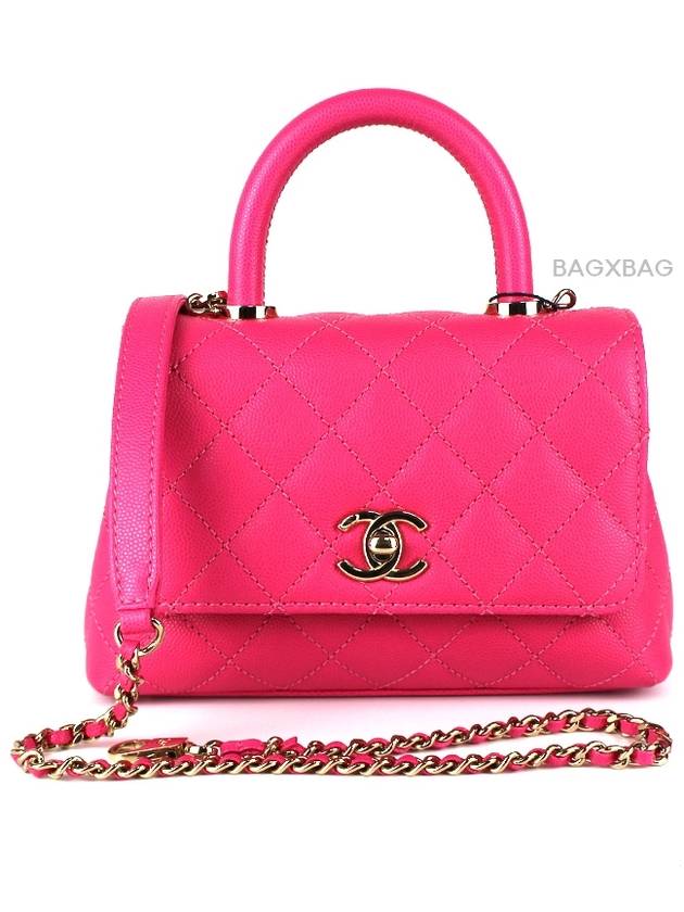 CH Caviar Coco Handle Mini Hot Pink Gold Plated CH42BG031 - CHANEL - BALAAN 9