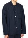 Poplin Pajamas Long Sleeve Shirt Midnight Blue - TEKLA - BALAAN 4